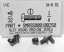 8-32x1/4 Round Head Slotted Machine Screws Stainless Steel 50