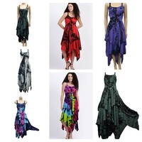 Tie Dye Maxi Corset Dress Summer Pixie Hem Festival Bohemian Fairy S M L XL XXL