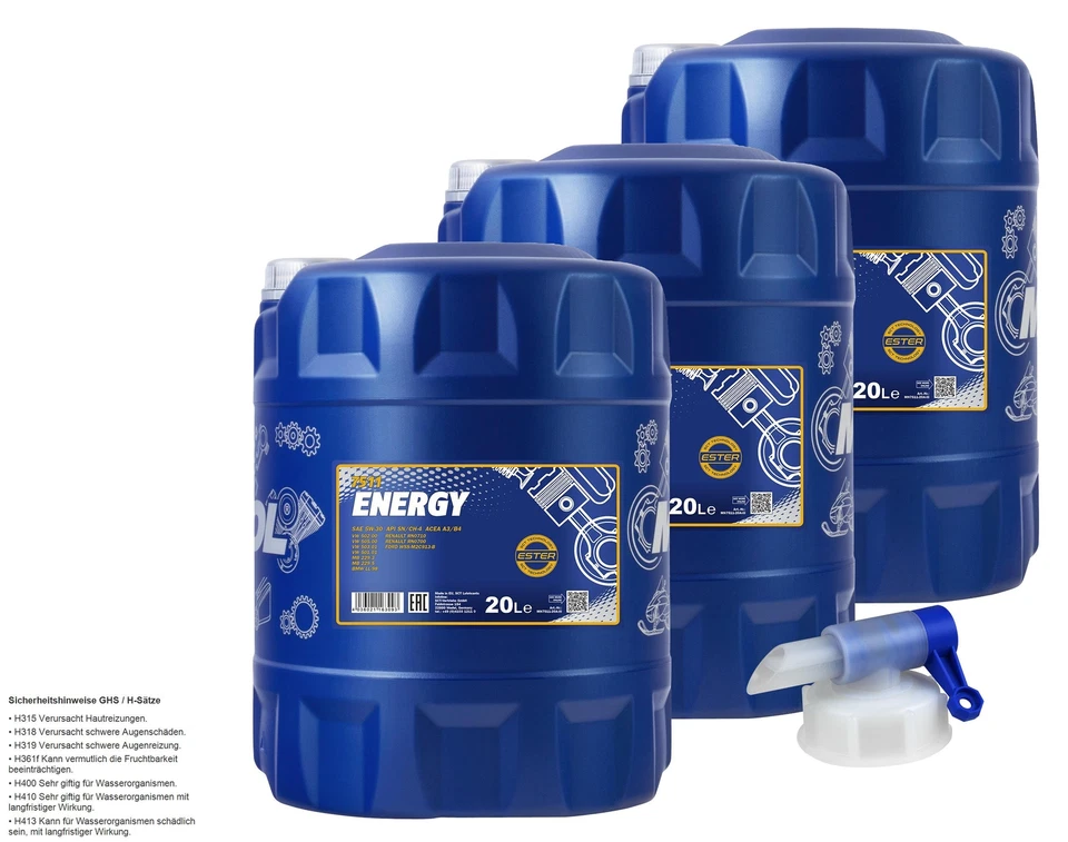 60L MANNOL Energy 5W-30 API SL/CF Öl Motoröl MN7511-20  inkl. Auslaufhahn - Bild 4 von 4