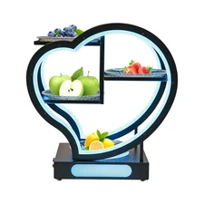 3 Tier Heart-Shaped Fruit Plate Shelf RGB LED Snack Cake Stand Display Holder