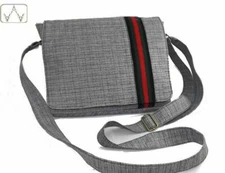 MENS MESSENGER PURSE BAG IPAD-TABLET HOLDER, MOD: JERICO COTTON - GRAY