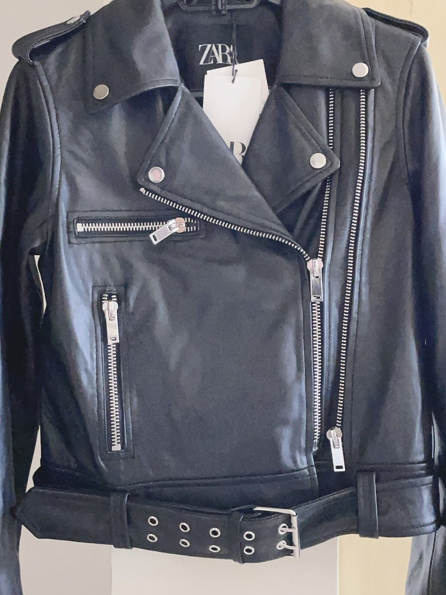 ZARA ブラック シープレザーシングルライダースジャケット Zara Genuine Sheep Leather Motorcycle Black Moto Biker