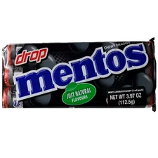 Mentos Licorice Chewy Dutch Holland Mints, Dye Free Travel Christmas 3 Roll Pack