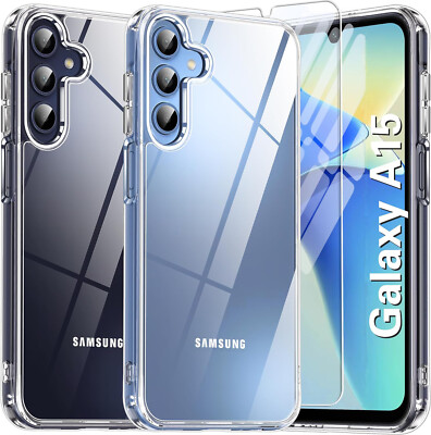 For Samsung Galaxy A17 A16 A15 5G Clear Case Slim Phone Cover + Screen Protector