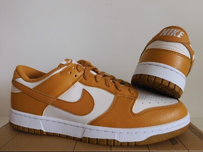 MENS NIKE DUNK LOW NEXT NATURE PHANTOM-GOLD SUEDE-WHT-VOLT SZ 12.5