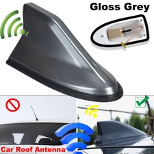 Universal Gloss Grey Car Shark Fin Antenna AM/FM Radio Signal Aerial Roof Kit