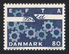 Denmark 431 two stamps, MNH. Michel 450. EFTA, 1967. Cogwheels.