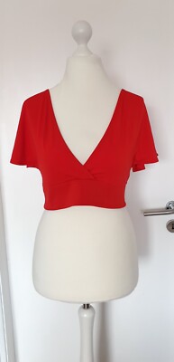Shirt Top Bustier Divided H&M rot bauchfrei Größe S wie neu