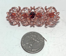 Vtg Rhinestone Orange Flower Stone Sterling Valentina Pin Brooch P2306