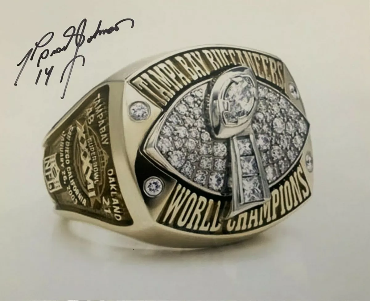 BRAD JOHNSON TAMPA BAY BUCCANEERS SIGNED AUTOGRAPHED SUPER BOWL XXXVII RING 8X10