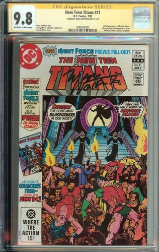 New Teen Titans #21 SS CGC 9.8 Auto Wolfman 1st Full App Brother Blood