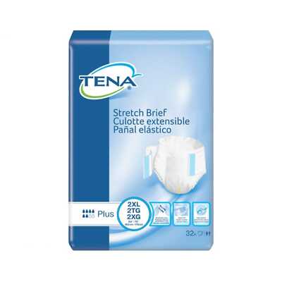 TENA Stretch Plus Briefs 61090 2X-Large Case of 64, White