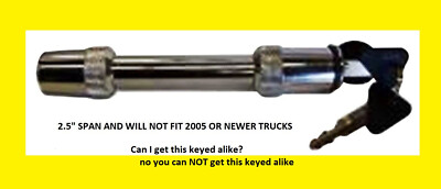 TRIMAX Hitch 5/8'' Diameter Key Receiver Lock pin T3FL FLATE KEY 2.5'' span