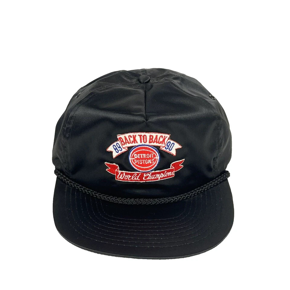 Vintage Detroit Pistons Back to Back 89/90 NBA World Champions Satin Hat RARE - Image 3 of 4