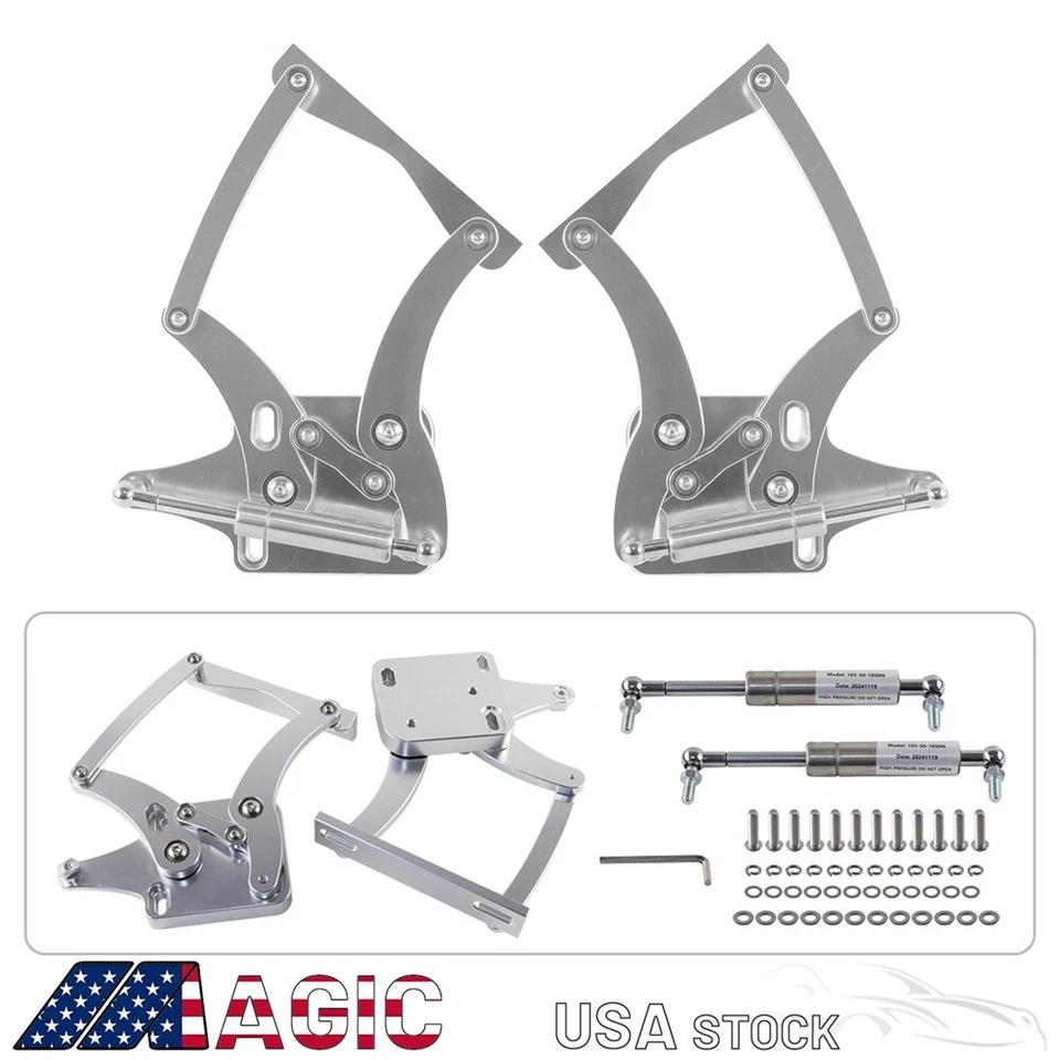 Billet Hood Hinge Kit Left and Right Side For Ford Mustang 1964-1966 Silver - Image 4 of 4