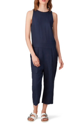 Victor Alfaro Collective Jumpsuit Navy Crewneck Twill Sleeveless
