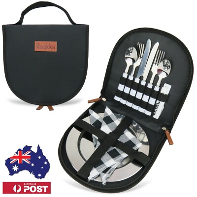 Picnic set for 2 with SS Cutlery and SS plates, Cute Compact Travel Cutlery  Set | eBay