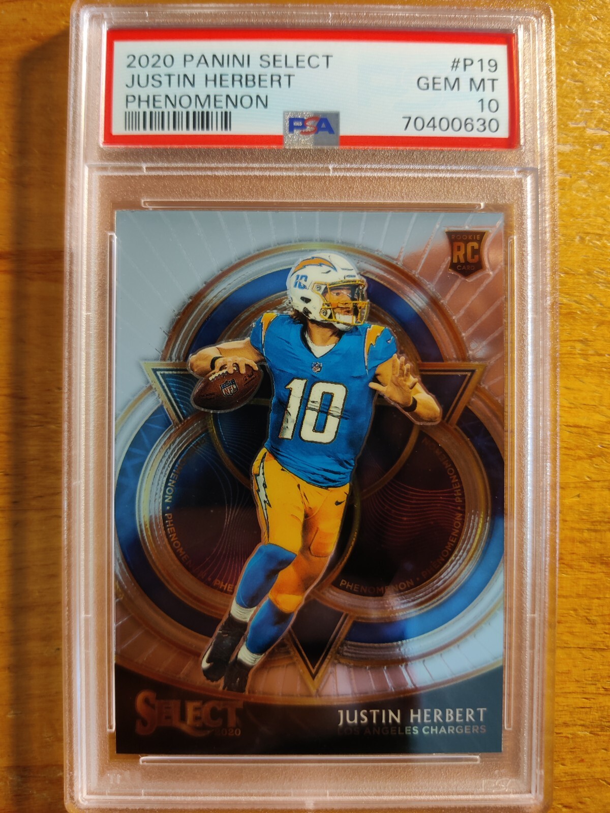 JUSTIN HERBERT CHARGERS 2020 PANINI SELECT PHENOMENON #P19 PSA 10 GEM  RC ROOKIE