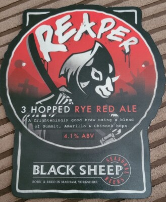 Black Sheep Reaper 3 Hopped Rye Red Ale Pump Clip Only