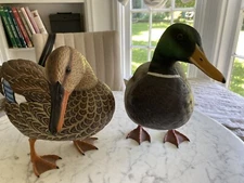 The Hadley Collection duck sculpture Mallard drake and hen Standing feet Ducks