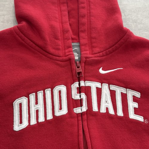 Youth Nike Ohio State Buckeyes Hoodie XL Red Full Zip Embroidered Sweatshirt Y2K - Picture 8 of 17