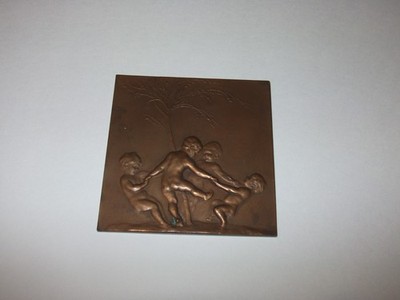 Stefan Schwartz Bronze Relief Plaque, Rondo, Dancing Putti, 1915 Austria Listed