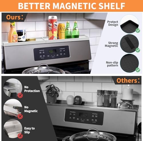 30" Silicone Magnetic Stove Top Shelf - Spice Rack for Kitchen Organization