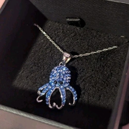 Fred Meyers Halskette Sterlingsilber Blau Kristall Oktopus 🐙 💙 Brandneu - Bild 5 von 7
