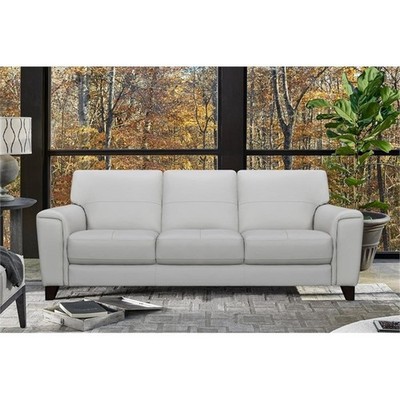 Armen Living Bergen Square Arm Modern Leather Sofa in Dove Gray