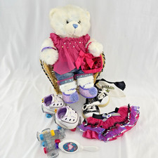 17 pc Build A Bear Workshop Girl Sparkly Clothing Shoes Lot w Skates Brush Purse