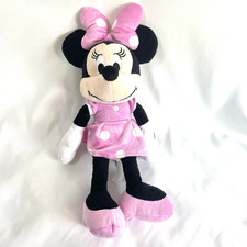 Disney Collection Minnie Mouse 15  Plush Toy Pink Dress Bow w/ White Polka Dots