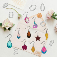 38pcs Earring Cutting Die, Geometric Pendant Stencils Heart Flower Teardrop C...
