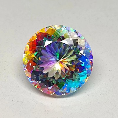70.05 Carat Amazing Rainbow Fire Mystic Topaz Round Cut Certified Loose Gemstone
