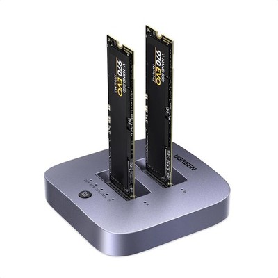 Festplatten Dockingstation USB 3.2 Gen 2, Dual Bay NVMe SSD Gehäuse, M.2 Klonen