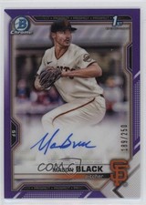2021 Bowman Draft Chrome Pick Purple Refractor 189/250 Mason Black Auto 13c1