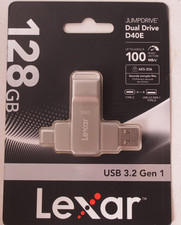 new - Lexar D40E 128GB Dual USB 3.2 Gen 1 Type-C Jump Drive Silver flash drive