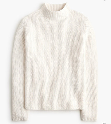 J.CREW White Ribbed Knit Mock Neck Pullover Sweater Womens Size S CP350