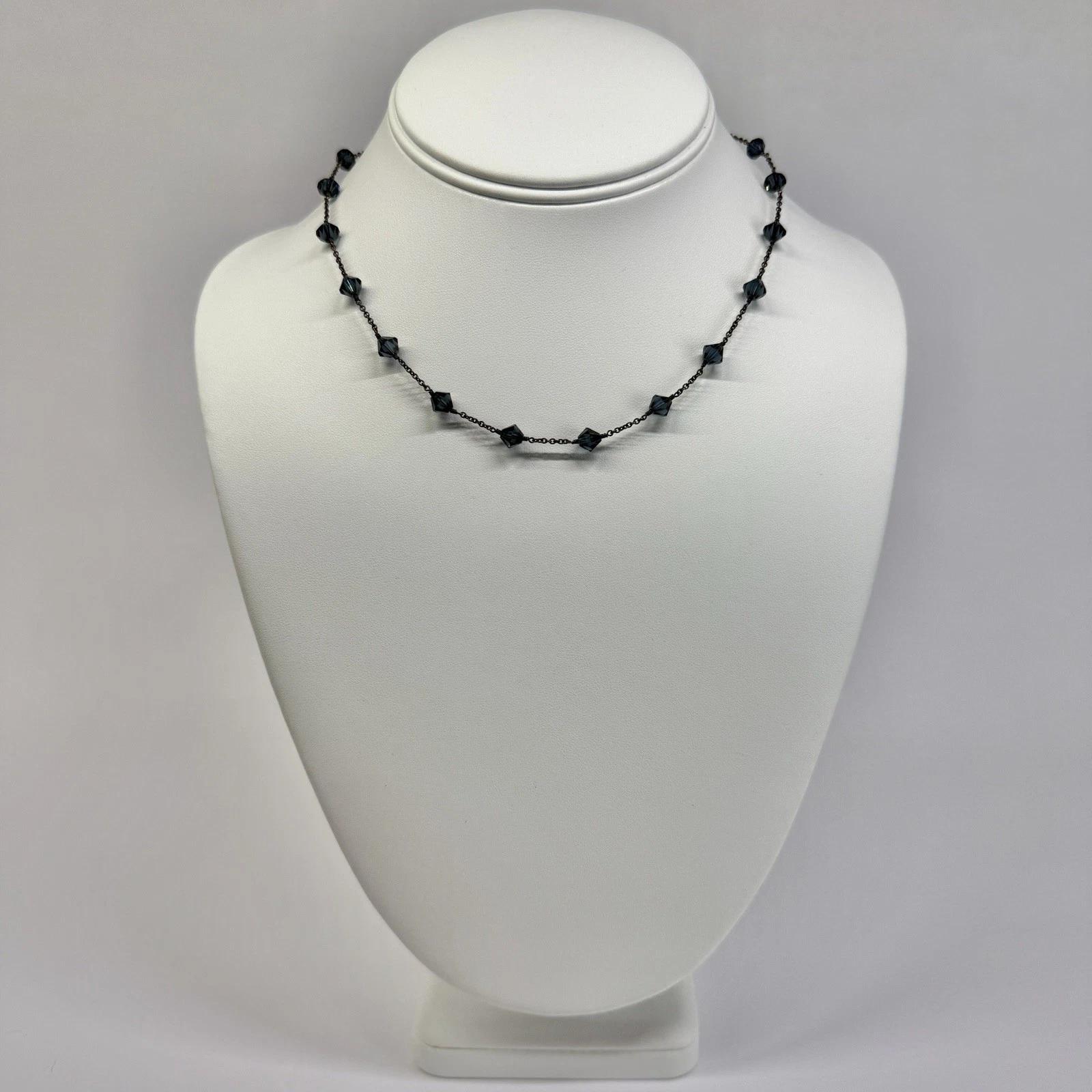 LILY RACHEL Station Beads Faceted Crystals Vintage Necklace Jewelry N732