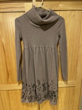 Old Navy Brown Turtleneck Dress W Ribbed Top & Flloral Skirt Detail Women’s Sm