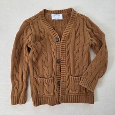 Old Navy Brown Cable Knit Cardigan 100 Cotton 5t Kids Neutral Sweater Fall