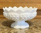 Vintage 6” FENTON HOBNAIL MILK GLASS 6 Candle Holder Bowl