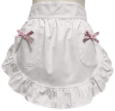 Waist Apron Kitchen Cooking Restaurant 100% Cotton Bistro Half Aprons with Po...