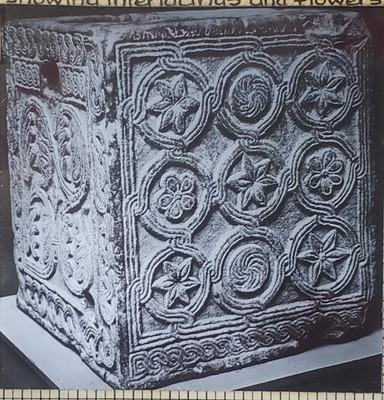 10th c. Marble Well-Head From Murano, Italy, Magic Lantern Glass Slide