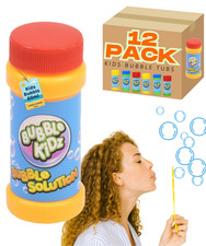 Kids Bubbles 60ml Solution with Wand for Kids Party Bags Filler - 12 Pack