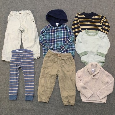 Baby Boy 24M 2T Months Clothing Lot 7x Pieces Bulk Winter Preppy Flannel Knit