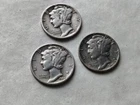 3 Silver Mercury Dimes 1942 D 1944 D 1945 P
