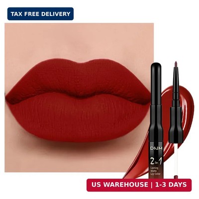 evpct 1Pcs Dark Oxblood Red Matte Lip Liner and Liquid Lipstick Stain Makeup Set