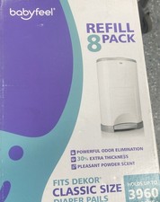 Babyfeel Refill 8 Pack Compatible w/DEKOR CLASSIC Size Diaper Pails Holds 3960