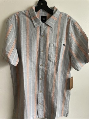 New VANS Mens Button Front Short Sleeve Street Style Skater Surfer Shirt Size M