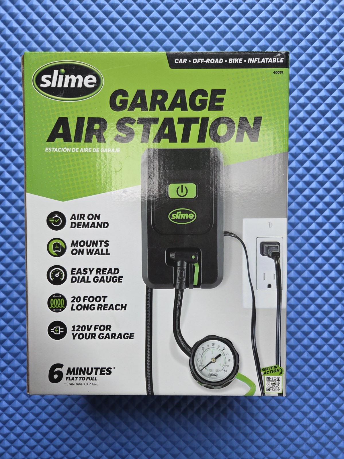 Slime Garage Air Inflation Station WALL MOUNT 120 volt Tire 